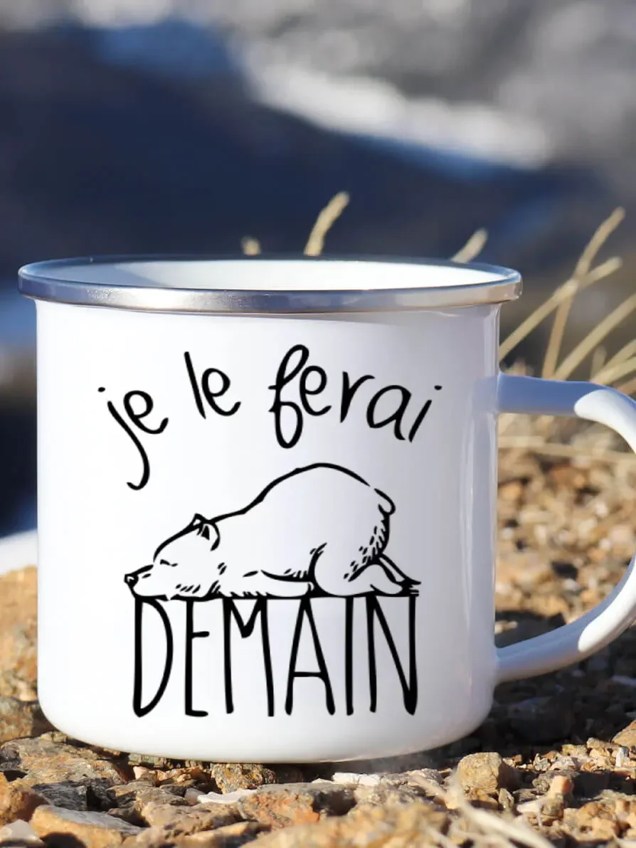 Wine Beer Coffee Drink - Bonita taza de café esmaltada francesa,