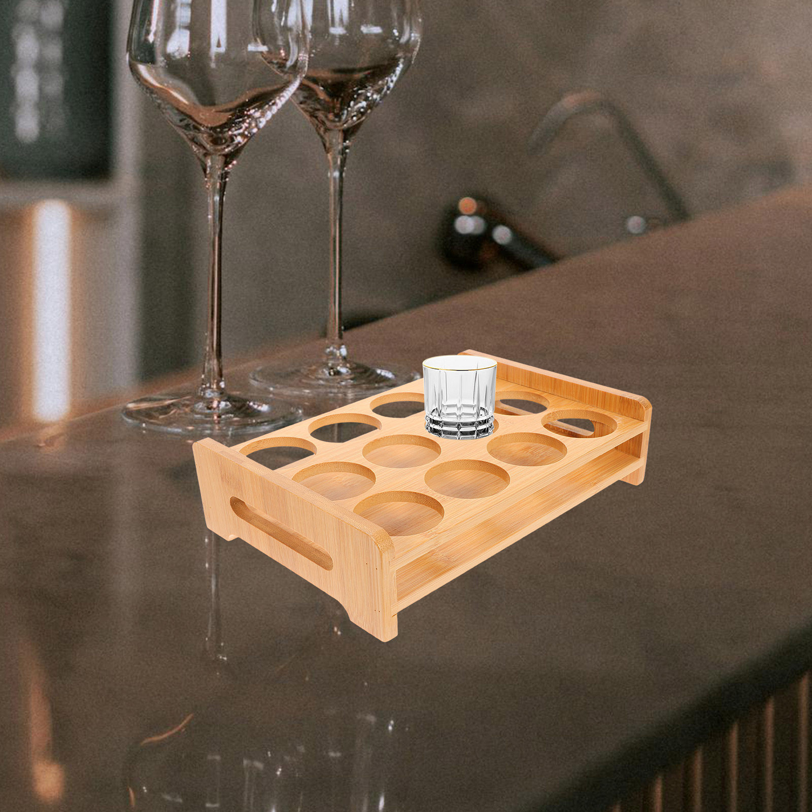 Wine In Beer Glass - Soporte de Bambú para Vasos de